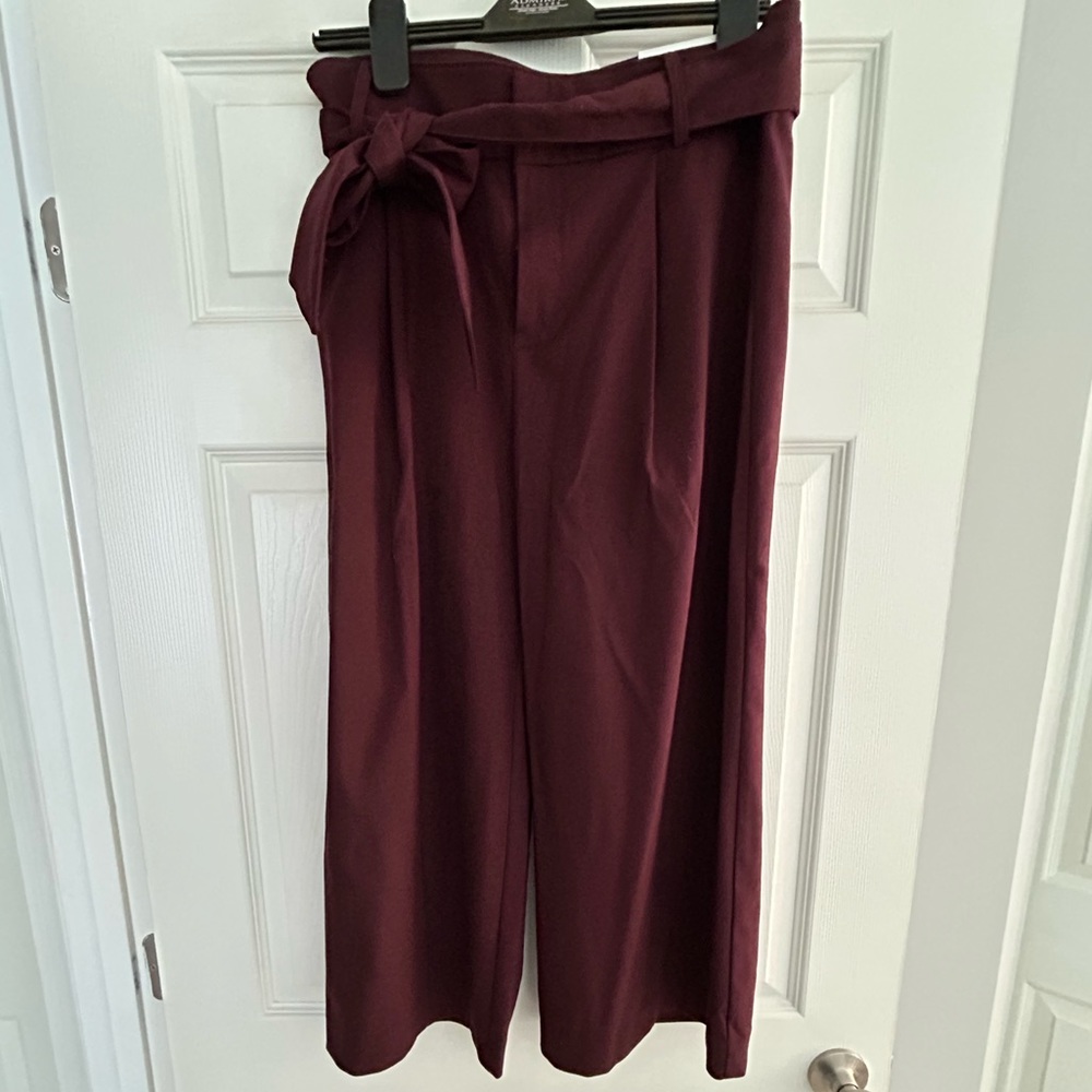 Burgundy high waisted wide leg pants